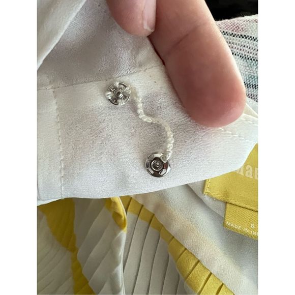 Anthropologie Maeve Citron Pleated Tank Top Yellow White Blouse - Picture 4 of 5